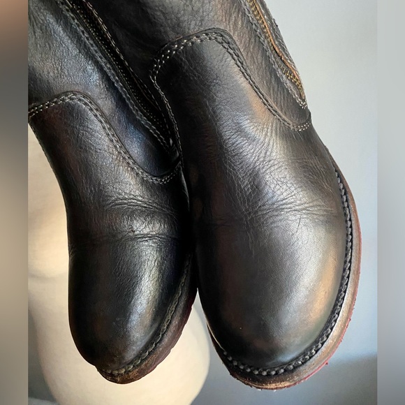 CCO🎉⬇️SHIP Bed Stu Eiffel WomenS 6 Bed Stu Eiffel Black Leather Zip Heeled Boots - Picture 3 of 14